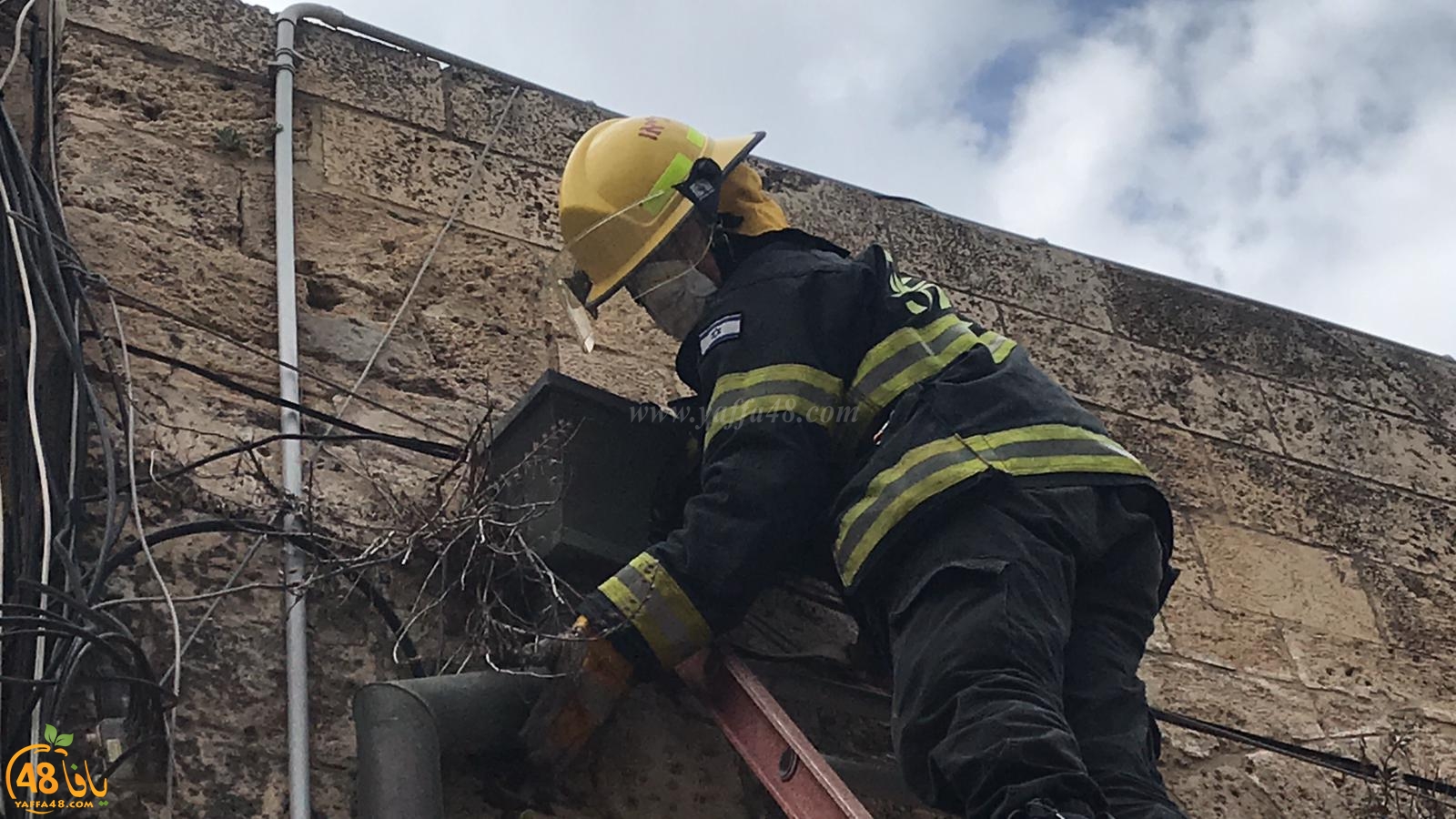  يافا: طواقم الاطفائية تُنقذ قطة عالقة في دوار الساعة 